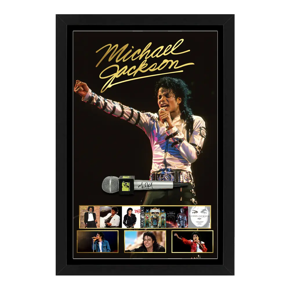 Michael Jackson Signed & Framed Microphone Deluxe Display | “King of Pop” Collector’s Piece