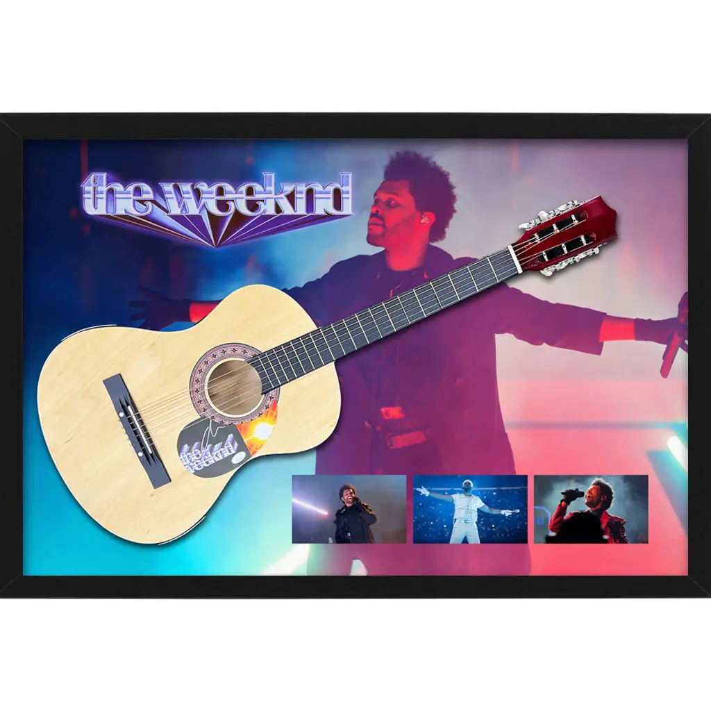 The Weeknd Hand-Signed & Framed Full-Size Guitar with Custom Backdrop | JSA Authenticated