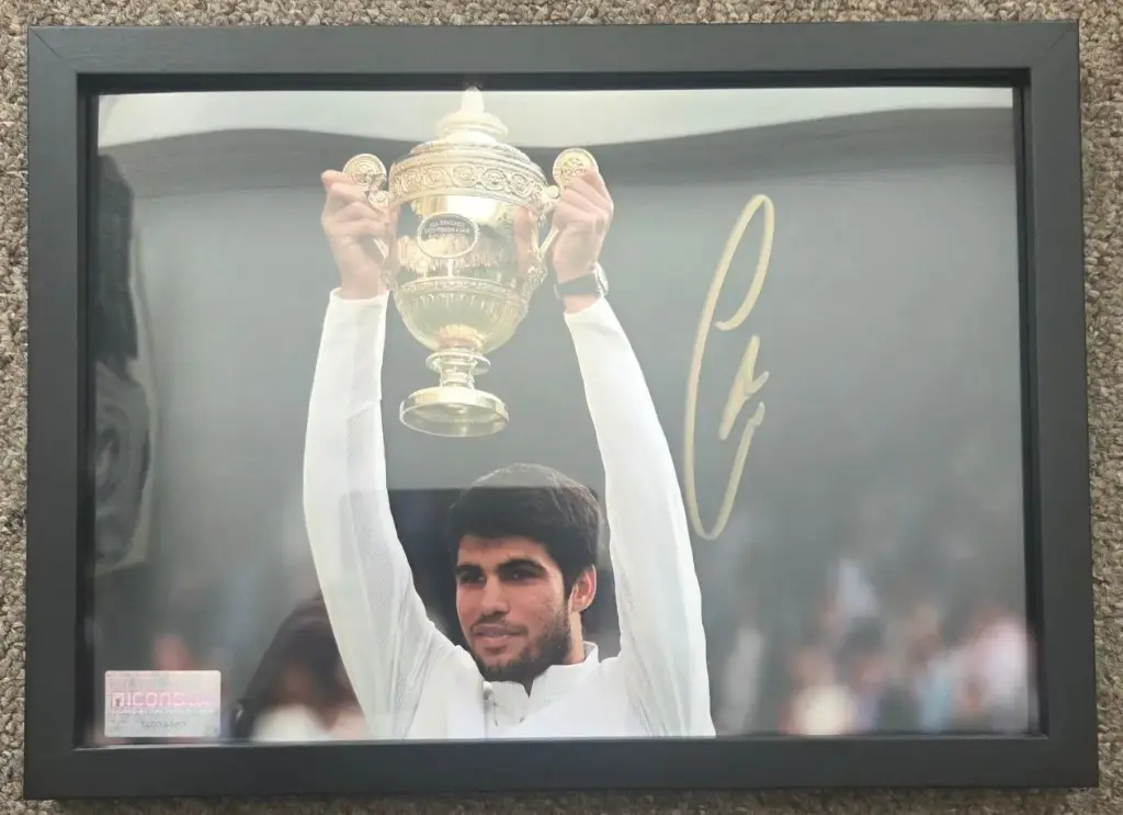 Carlos Alcaraz Signed Framed Wimbledon Photograph