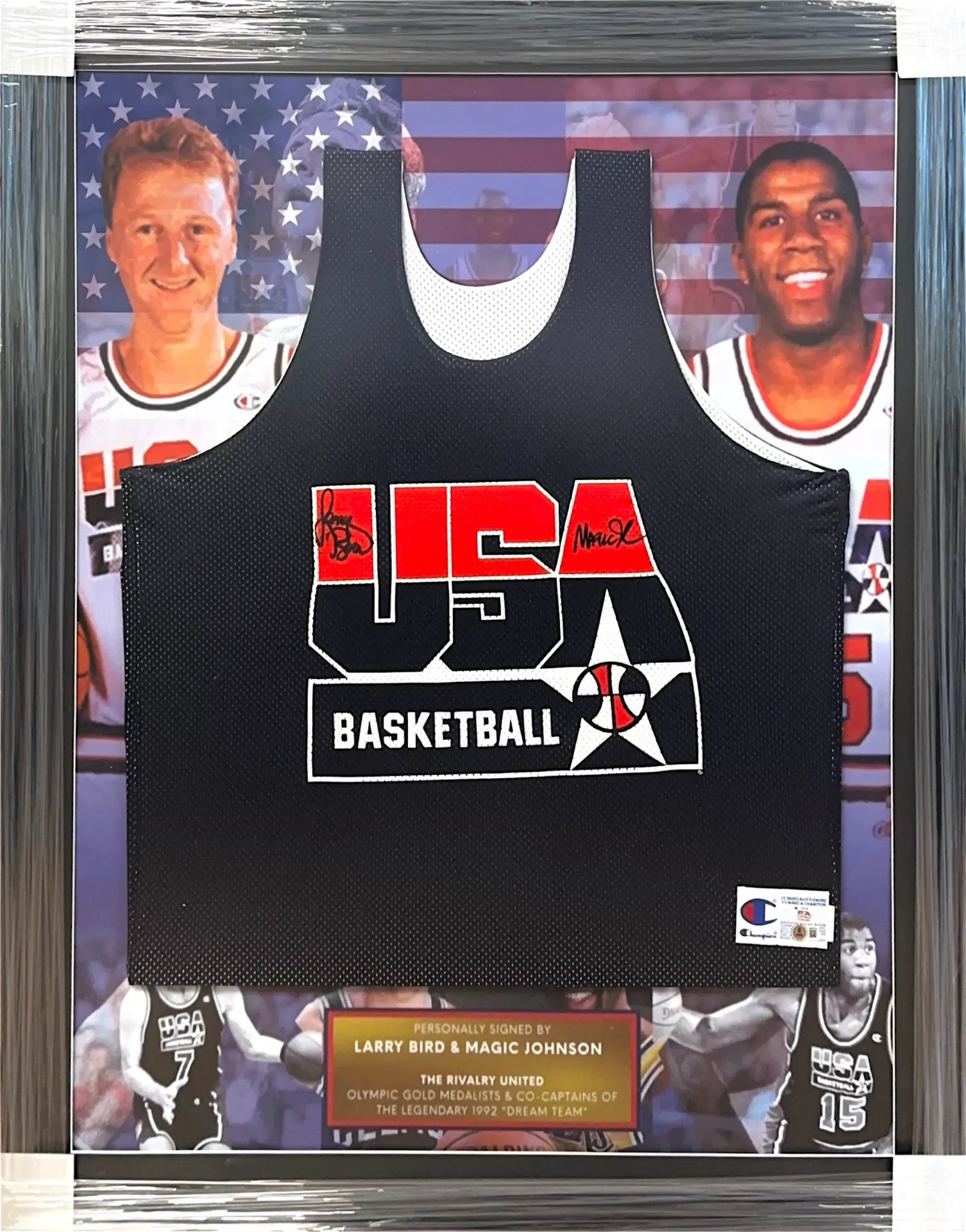 Larry Bird & Magic Johnson – Dual-Signed USA Basketball Jersey (Beckett & PSA Authenticated)