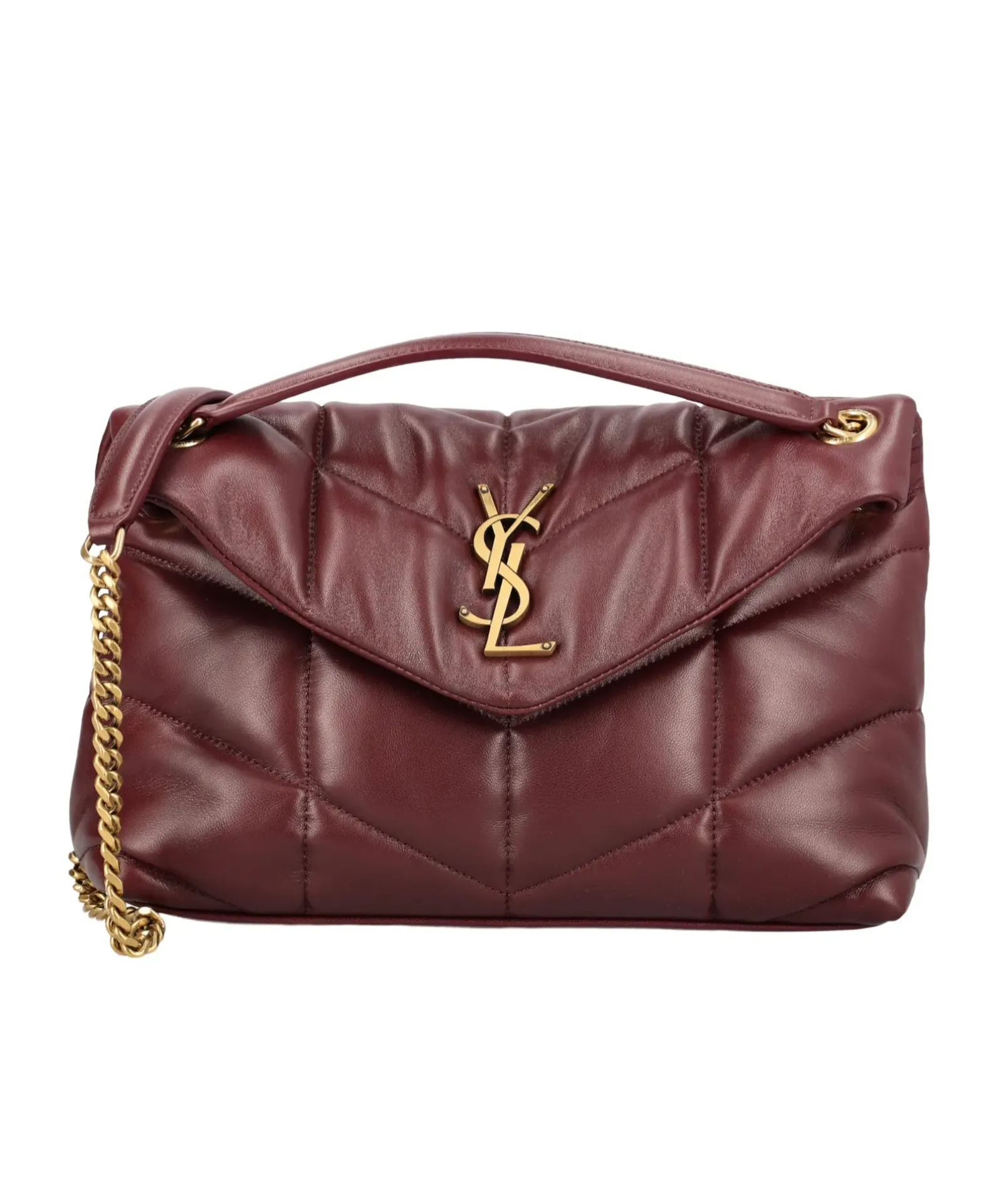 Saint Laurent Loulou Logo Plaque Shoulder Bag — Puffer