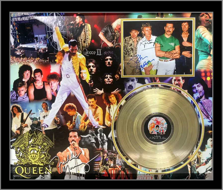 QUEEN Signed & Framed Limited Edition Gold Disc Display