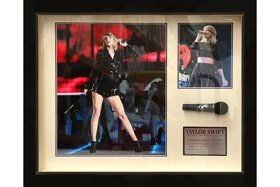 Framed Microphone Signed by Taylor Swift