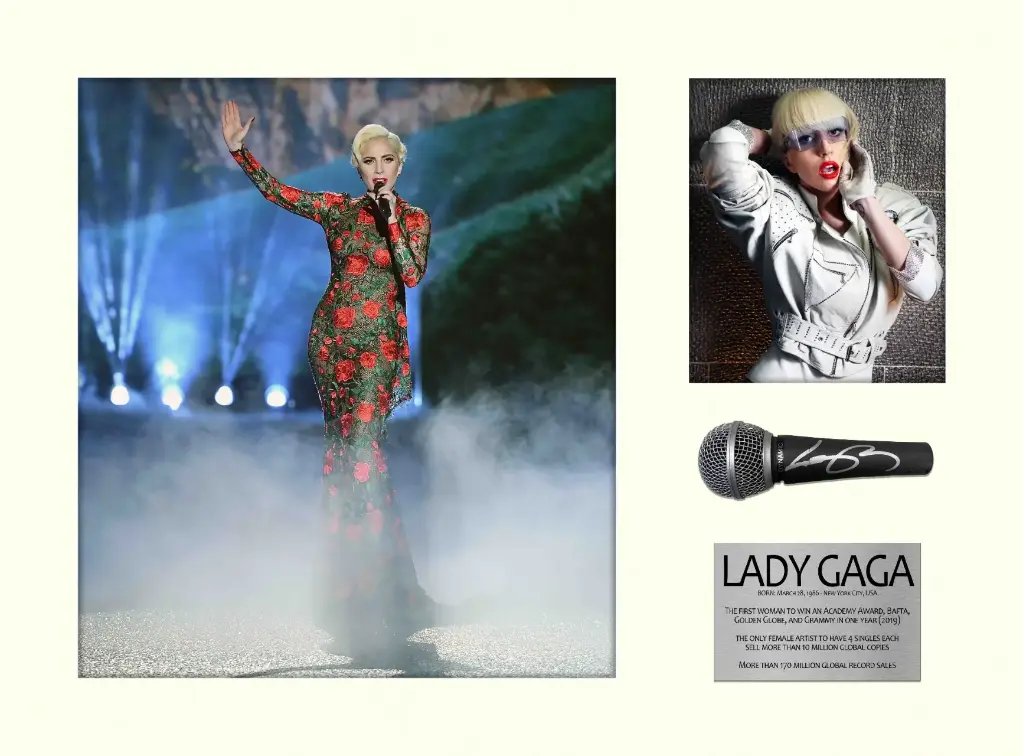 Lady Gaga Signed & Framed Microphone