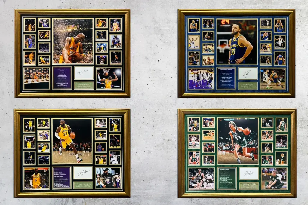 NBA Stars Signed Frame - Lebron James, Larry Bird, Steph Curry or Kobe Bryant