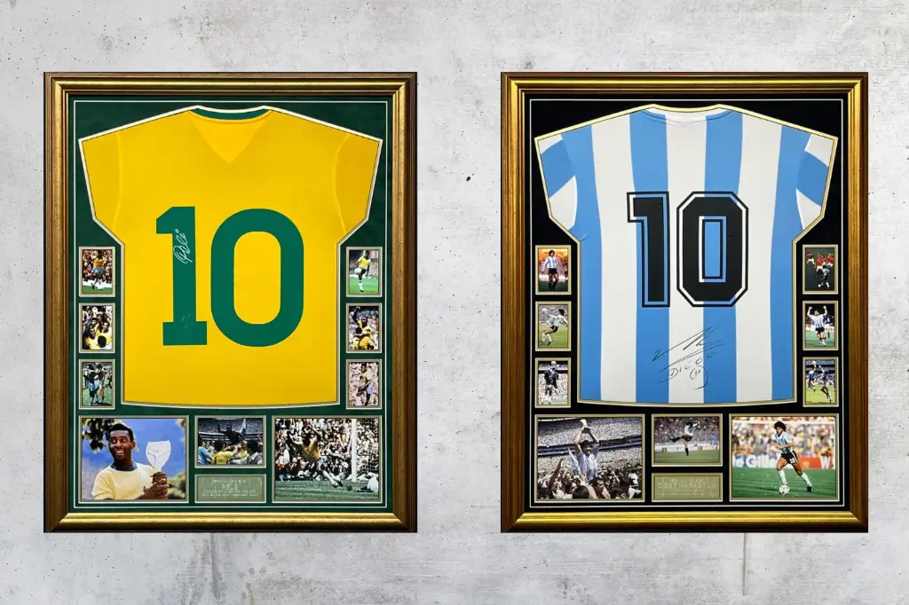 Hand signed Pele Brazil shirt or Maradona Argentina shirt