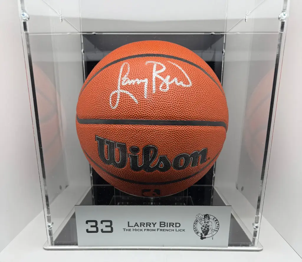 [MEM00158] Larry Bird Signed Boston Celtics Basketball - Silver Signature with COA & Luxury Display Case