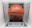 Larry Bird Signed Boston Celtics Basketball - Silver Signature with COA & Luxury Display Case