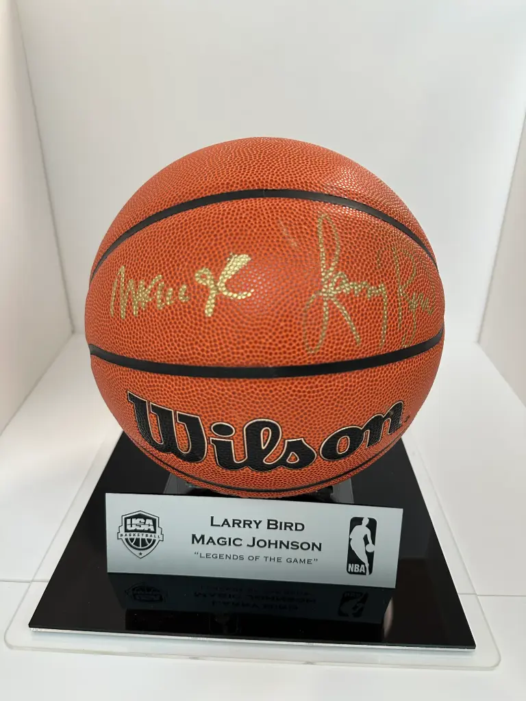 The Rivalry United: Larry Bird & Magic Johnson Signed Basketball with Beckett Certification - Masterpiece for Collectors