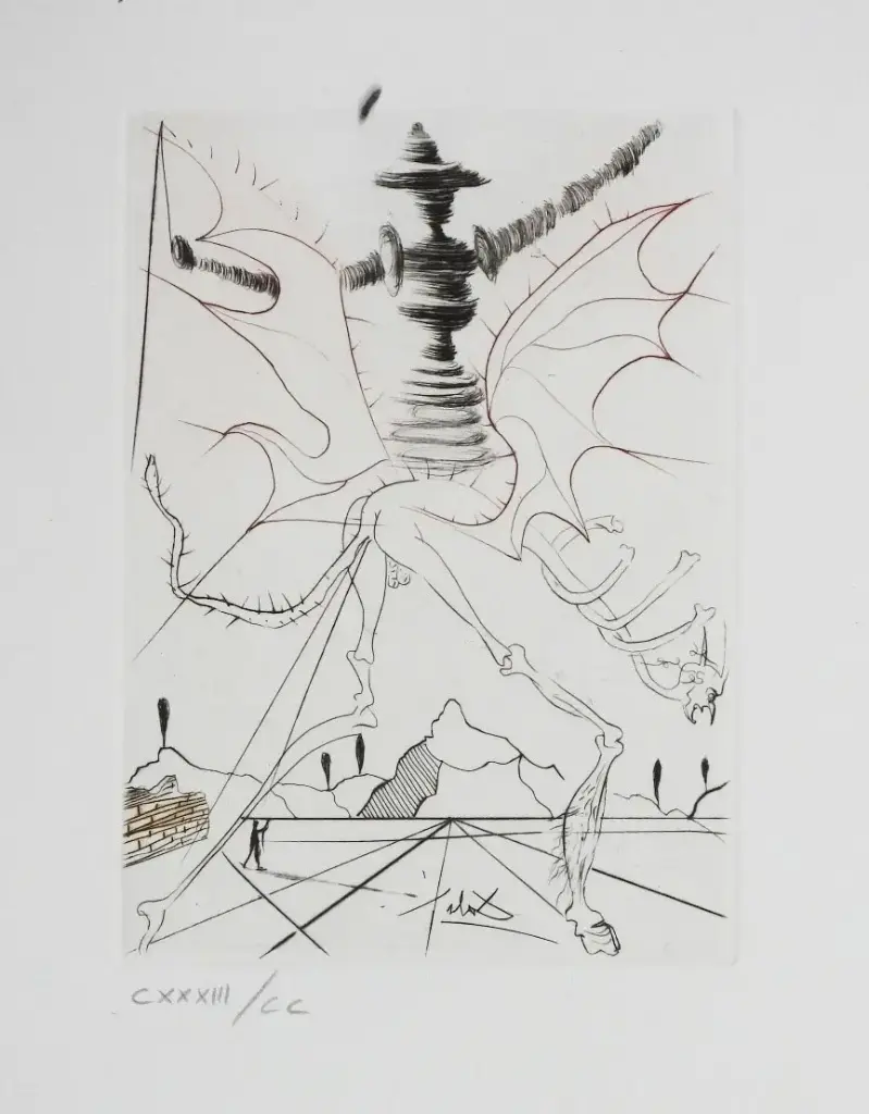 Salvador Dalí – Henry VI (1971) Hand-Signed Etching, Rare Roman Numeral Edition